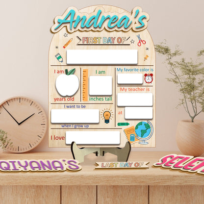 Personalized First & Last Day of School Interchangeable Sign, Wooden School Board Gift for Students, Back to School First Day Of School Sign