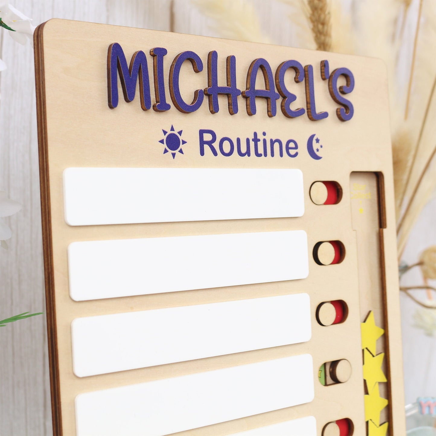 Personalized Chore Chart for Kids, Sliding Routine Chart with Reward Stars, Daily Checklist, Kids Daily Tasks, Daily Routine Dry-erase