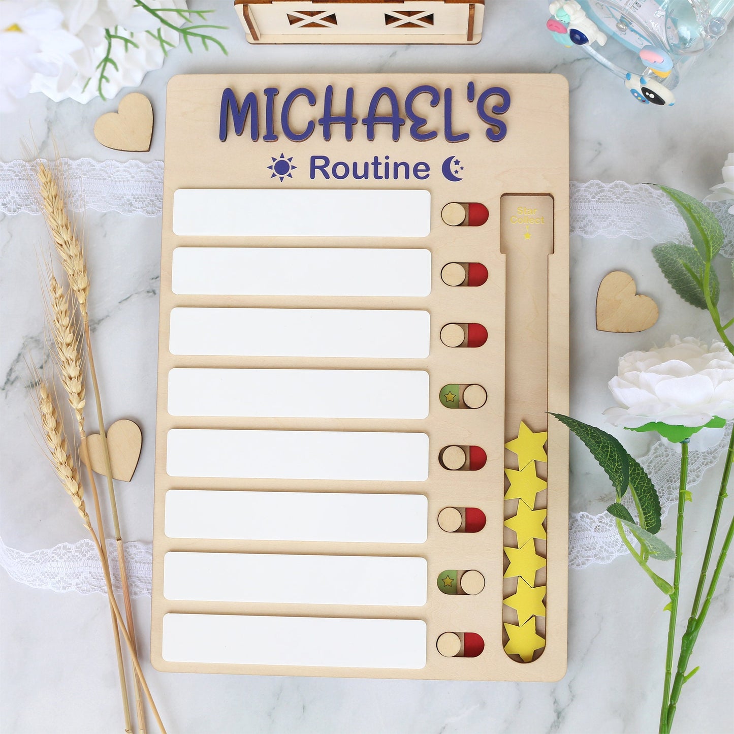 Personalized Chore Chart for Kids, Sliding Routine Chart with Reward Stars, Daily Checklist, Kids Daily Tasks, Daily Routine Dry-erase