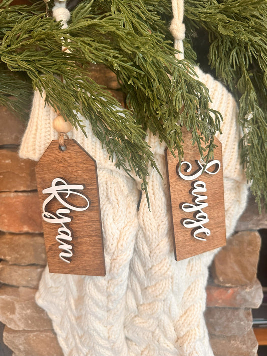 Christmas Stocking Name Tag, Gift Tags, Personalized Stocking Tags, Wood Name Tag, Custom Christmas Tags, Personalized Tags for Gifts