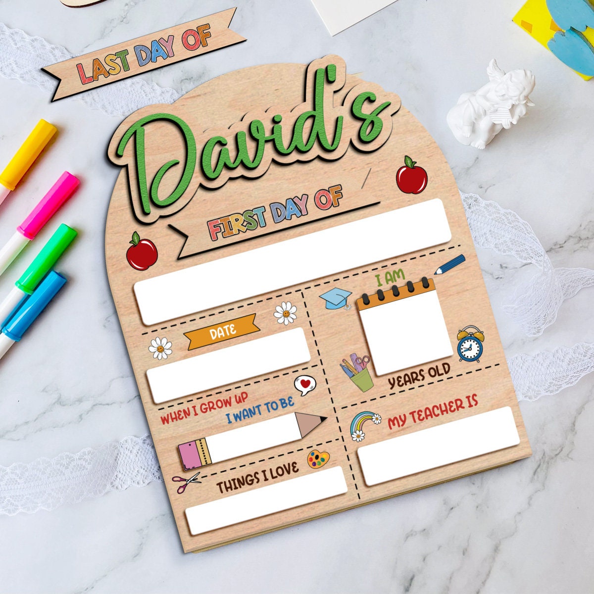 Custom First Day of School Sign, Wooden School Board Gift for Students, Custom First Day Of School Board, Personalized Back To School Sign