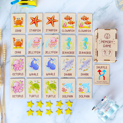 Memory Game for Kids - Matching Cards - Wood Montessori Toys - Learning Toys For Toddlers - Farm Animals Matching Cards- Gift for Kids