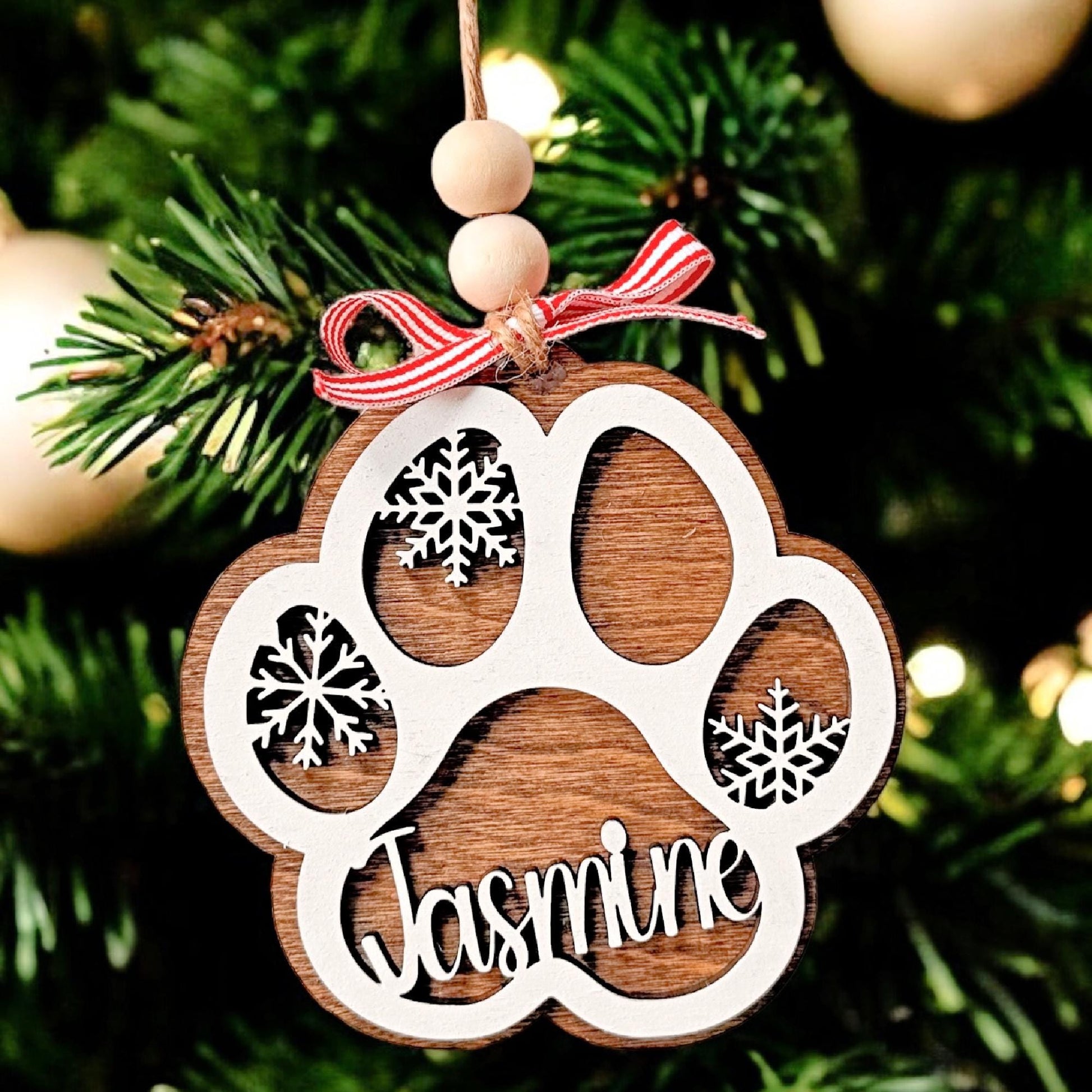 Personalized Dog Paw Ornament, Dog Lover Gift, Custom Pet Ornament, Christmas Pet Ornament,