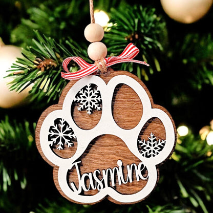 Personalized Dog Paw Ornament, Dog Lover Gift, Custom Pet Ornament, Christmas Pet Ornament,