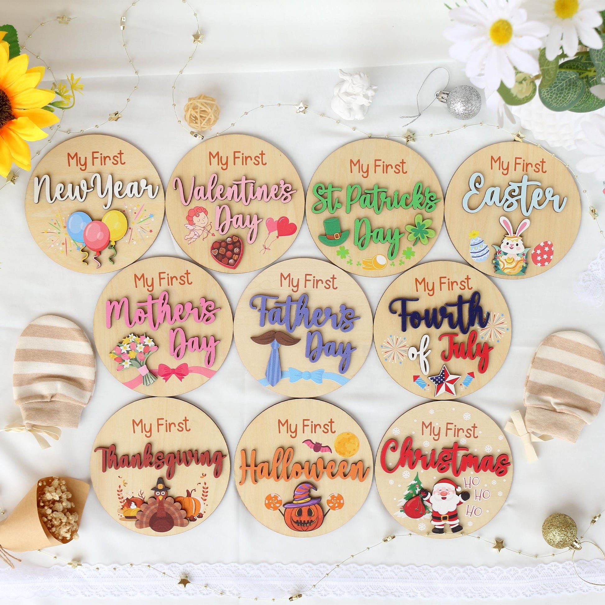 Baby Milestone Cards My First Holiday Milestones Baby Photo Props Baby Gift Baby Shower Gift Baby First Mothers Day Baby First Christmas Day