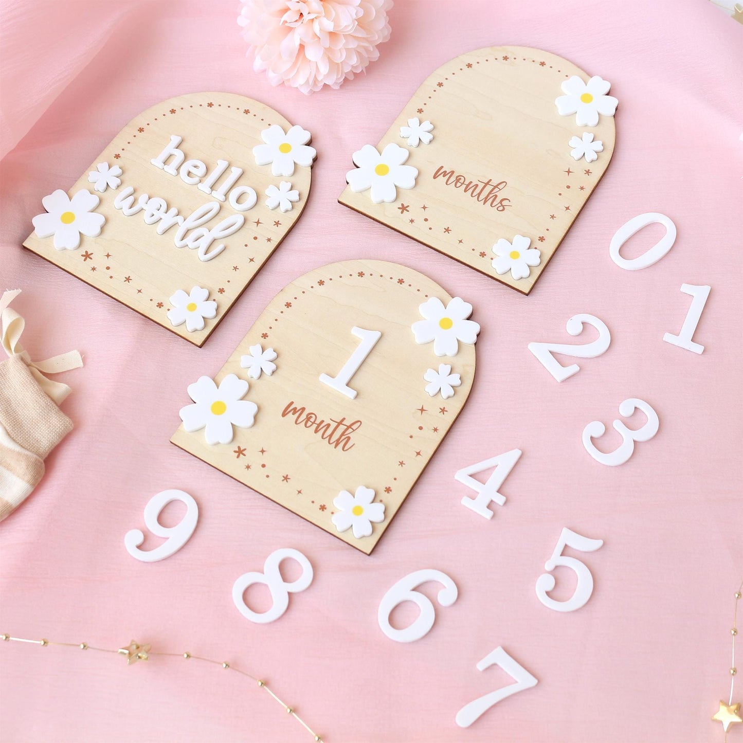 Baby Monthly Milestone Flower Baby Girl Name Sign Baby Girl Announcement Sign for Hospital Baby Photo Signs Baby Gift Baby Shower Gift