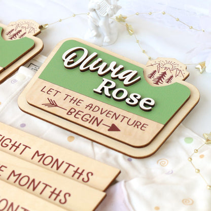 Baby Monthly Milestone Nation Park Baby Name Sign for Hospital Baby Photo Signs Baby Gift Baby Shower Gift