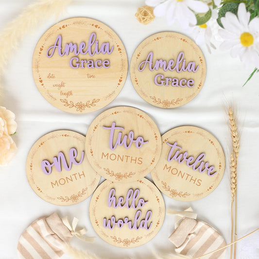 Baby Milestone Cards Personalized Monthly Milestone Baby Name Sign Baby Announcement Sign Baby Month Photo Signs Baby Gift Baby Shower Gift