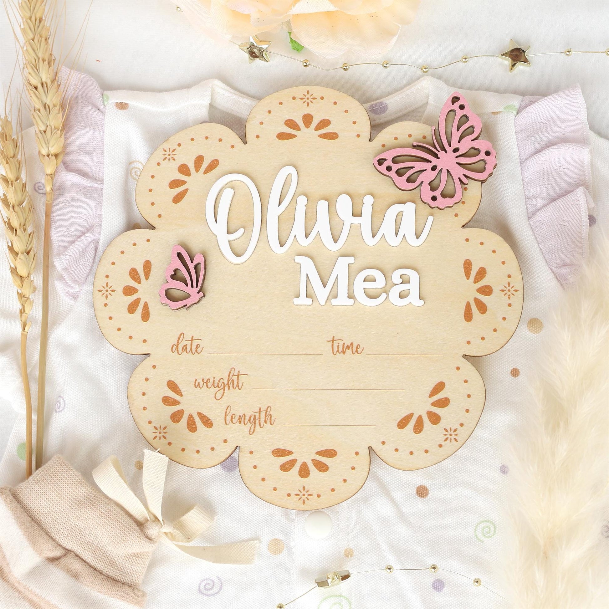 Milestone Marker Baby Girl Monthly Milestone Butterfly Name Sign for Hospital Baby Announcement Sign Baby Photo Signs Baby Shower Gift