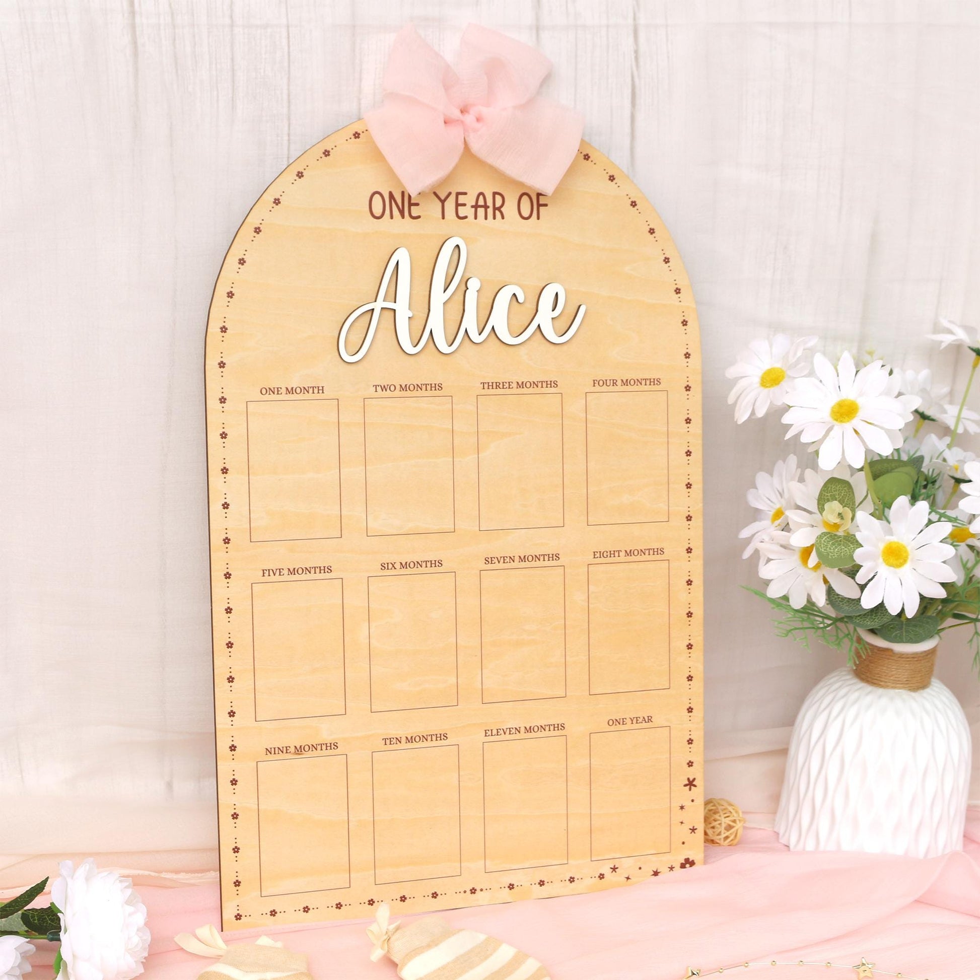 One Year of Photo Board, 1st Birthday Photo Collage, Baby's First Year Sign, First Birthday Decorations Girl, Milestone Board, Baby Gift