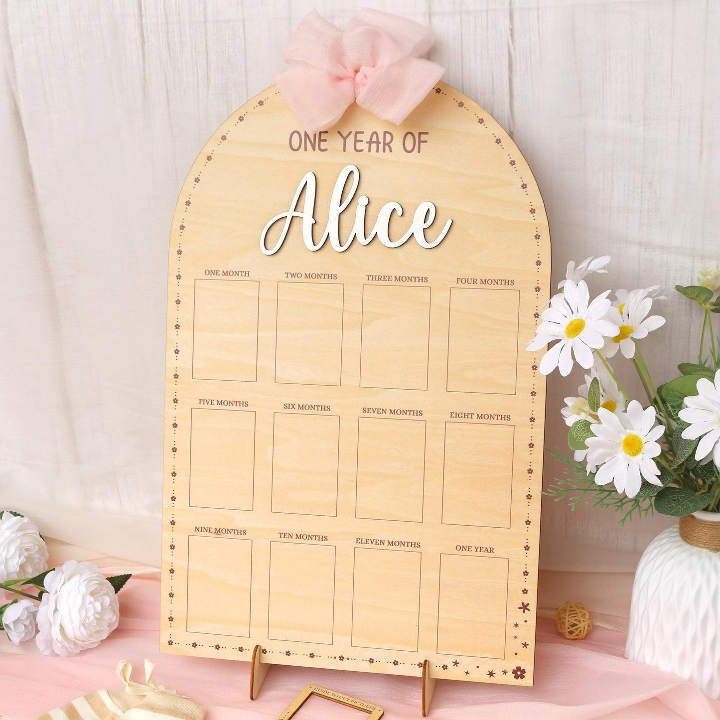 One Year of Photo Board, 1st Birthday Photo Collage, Baby's First Year Sign, First Birthday Decorations Girl, Milestone Board, Baby Gift