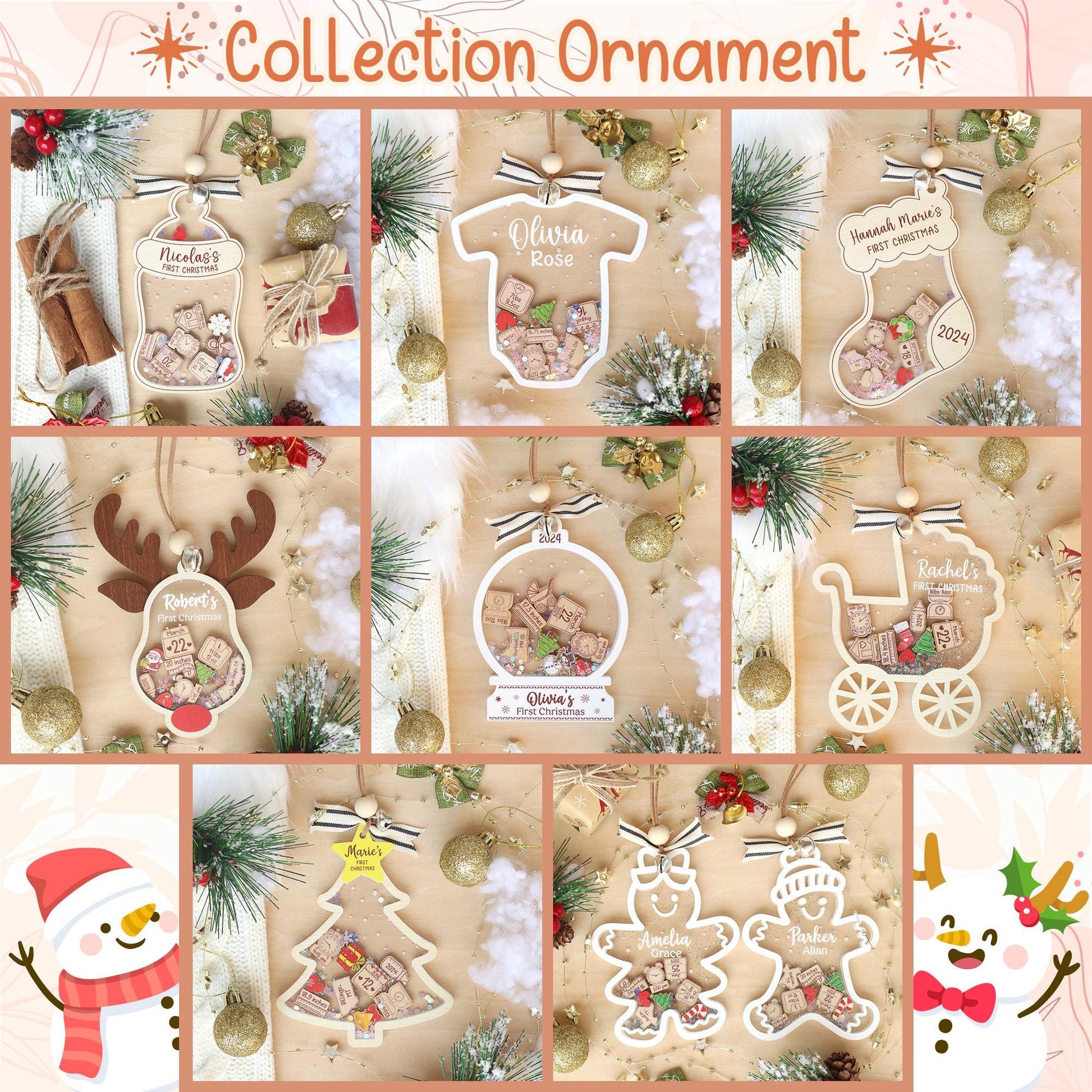 Personalized Baby First Christmas Ornament, Baby 1st Christmas Ornament, Cute Gingerbread Shake Baby Ornament, Newborn Gift, Christmas Decor