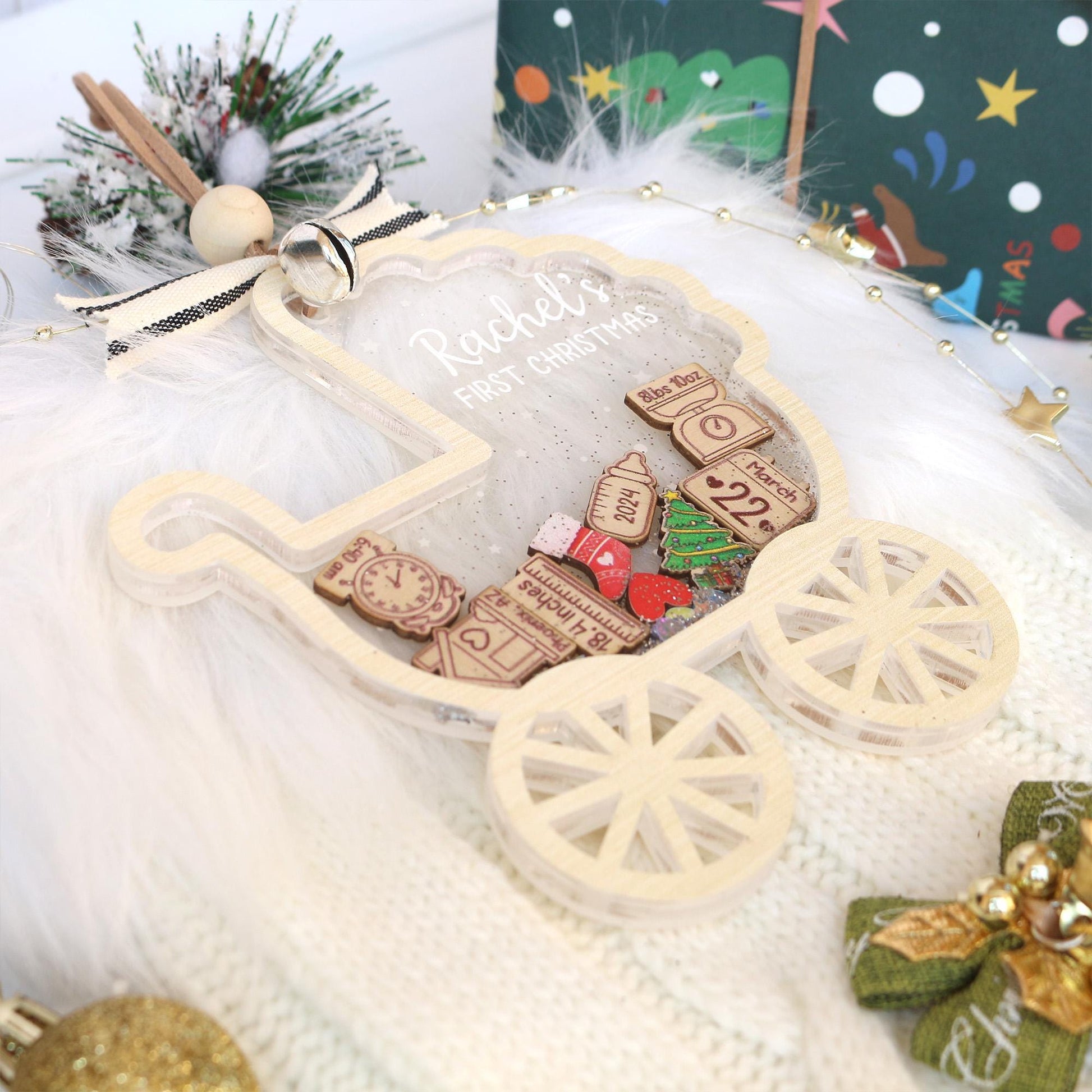 Personalized Baby First Christmas Ornament, Baby 1st Christmas Ornament, Custom Baby Name, Newborn Gift, Shake Babies Ornament