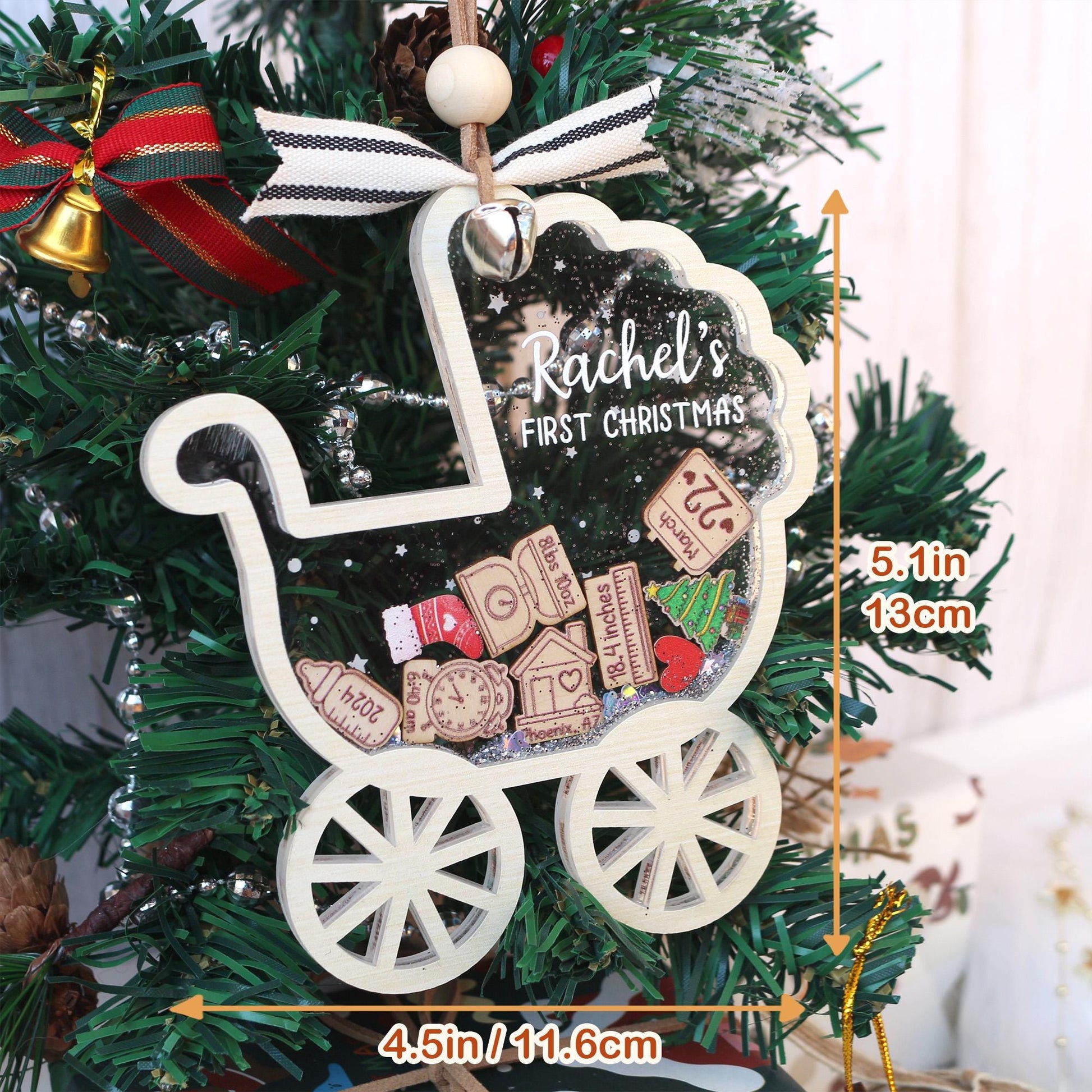 Personalized Baby First Christmas Ornament, Baby 1st Christmas Ornament, Custom Baby Name, Newborn Gift, Shake Babies Ornament