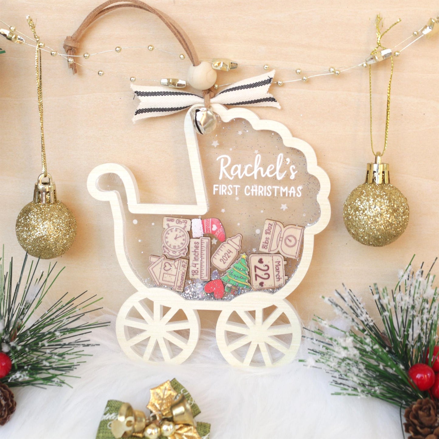 Personalized Baby First Christmas Ornament, Baby 1st Christmas Ornament, Custom Baby Name, Newborn Gift, Shake Babies Ornament