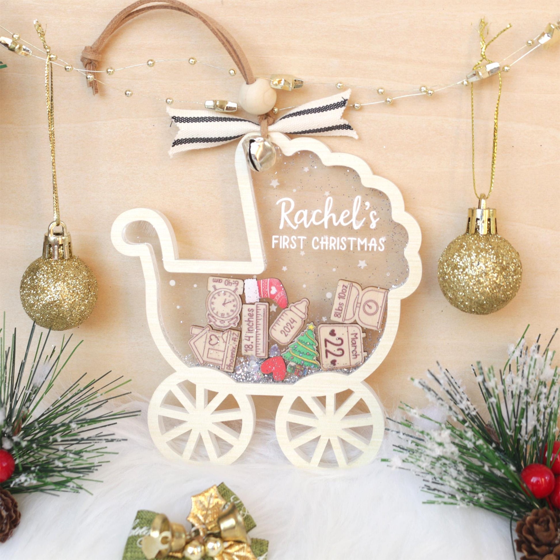 Personalized Baby First Christmas Ornament, Baby 1st Christmas Ornament, Custom Baby Name, Newborn Gift, Shake Babies Ornament