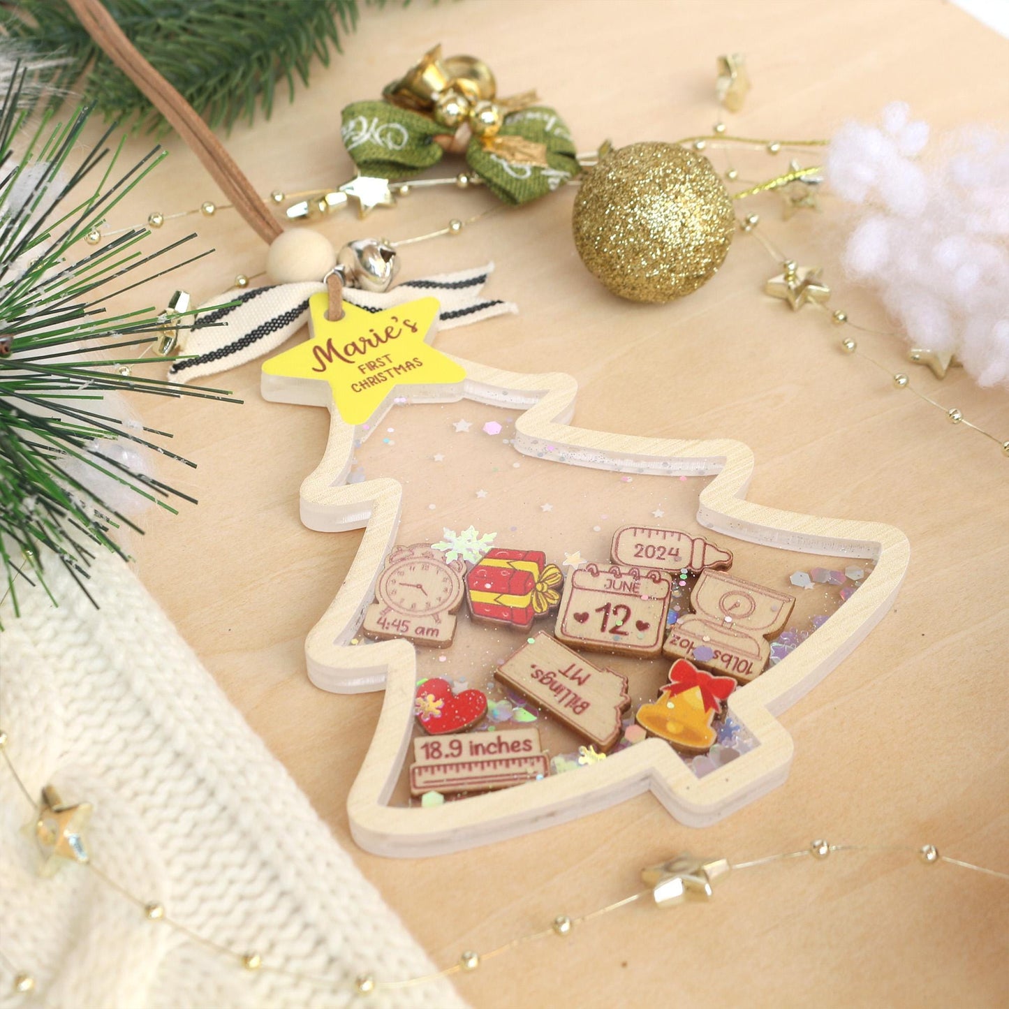 Personalized  Baby's First Christmas Ornament, Baby 1st Christmas Ornament, Custom Newborn Gift, Shake Babies Ornament, Baby Keepsake