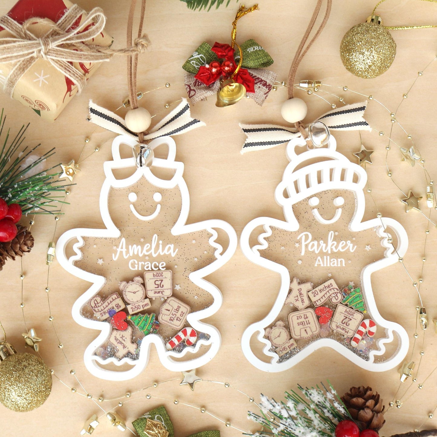 Personalized Baby First Christmas Ornament, Baby 1st Christmas Ornament, Cute Gingerbread Shake Baby Ornament, Newborn Gift, Christmas Decor