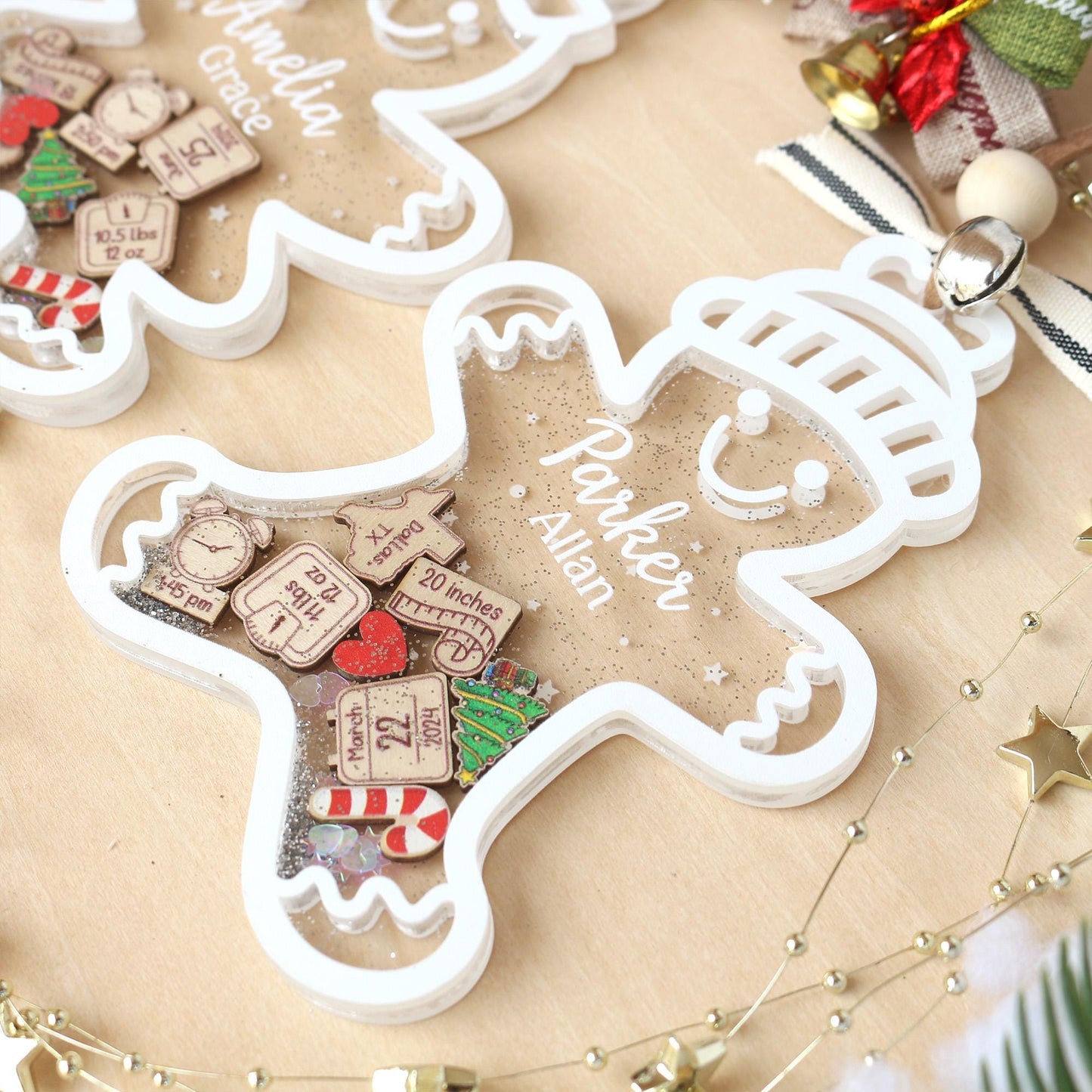 Personalized Baby First Christmas Ornament, Baby 1st Christmas Ornament, Cute Gingerbread Shake Baby Ornament, Newborn Gift, Christmas Decor