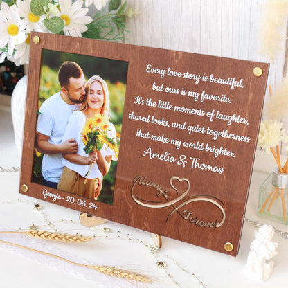 Personalized Picture Frame Custom Photo Frame With Your Favorite Quote or Message Unique Gift for Anniversary, Wedding Decor, Valentines Day