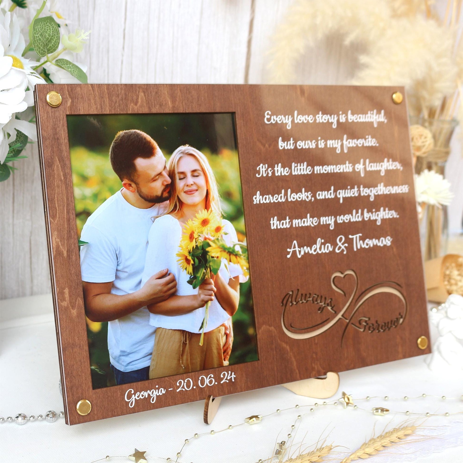 Personalized Picture Frame Custom Photo Frame With Your Favorite Quote or Message Unique Gift for Anniversary, Wedding Decor, Valentines Day