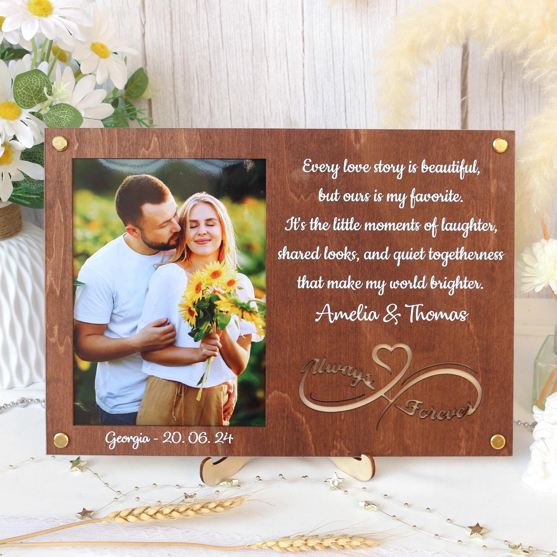 Personalized Picture Frame Custom Photo Frame With Your Favorite Quote or Message Unique Gift for Anniversary, Wedding Decor, Valentines Day