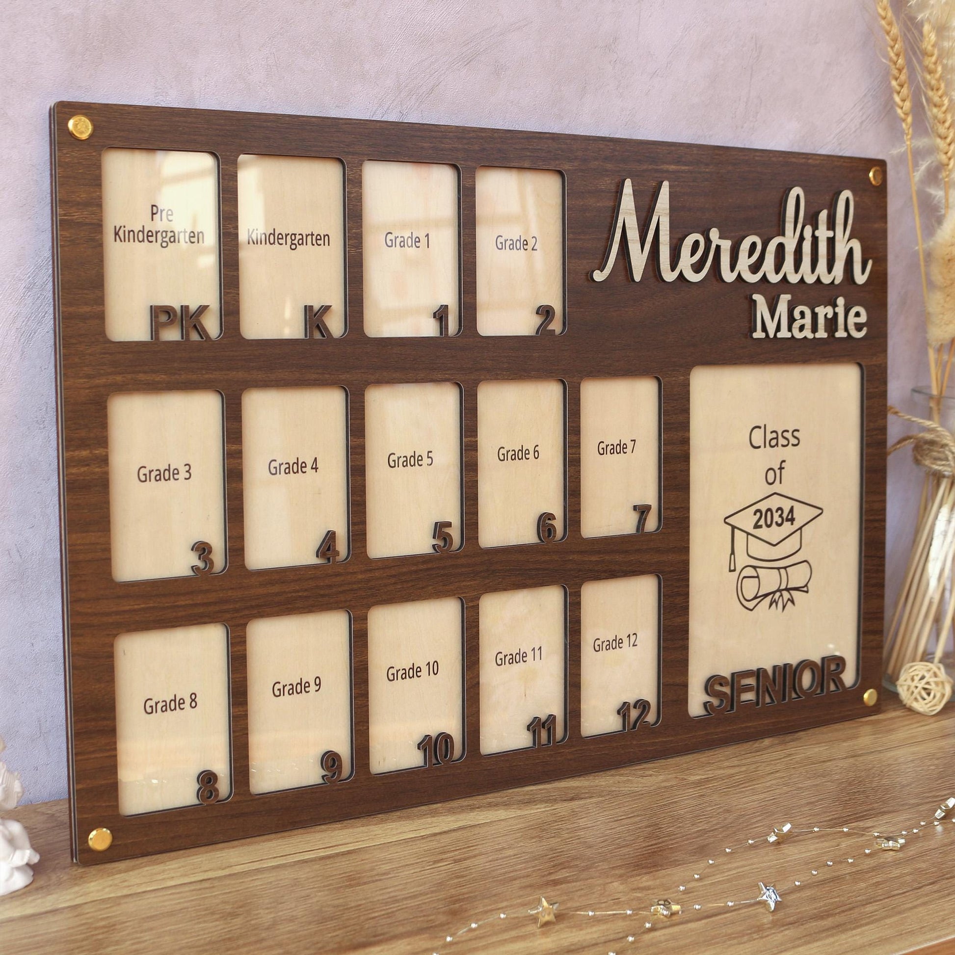 School Picture Frame, PreK to Senior School Years Photo Frame, Personalized Grade School Photo Frame, Graduation Frame, Senior Picture Gift