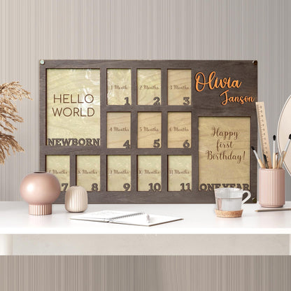 Baby First Year Picture Frame, Newborn To One Year Picture Frame, Baby Photo Frame, Newborn Photo Frame Baby Monthly Milestone Picture Frame