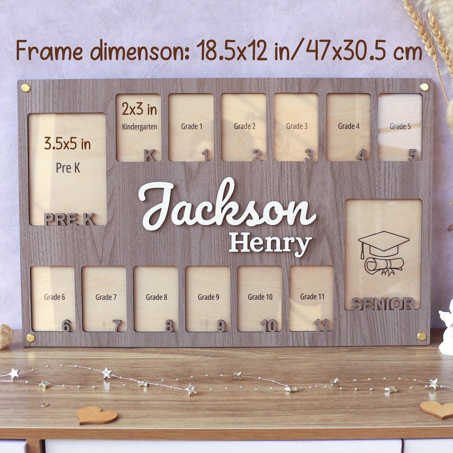 Pre K to Senior School Picture Frame, School Years Photo Frame, Personalized Grade School Photo Frame, Graduation Frame, Senior Picture Gift