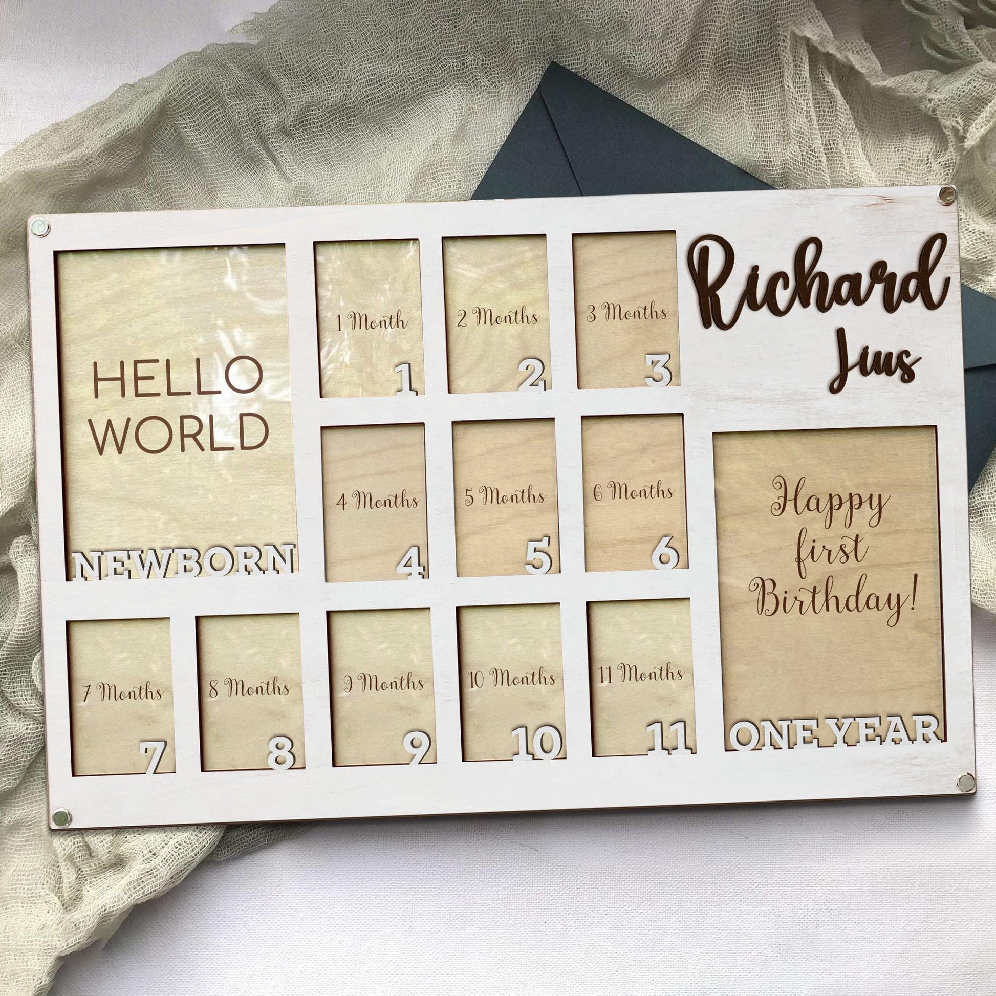 Baby First Year Picture Frame, Newborn To One Year Picture Frame, Baby Photo Frame, Newborn Photo Frame Baby Monthly Milestone Picture Frame