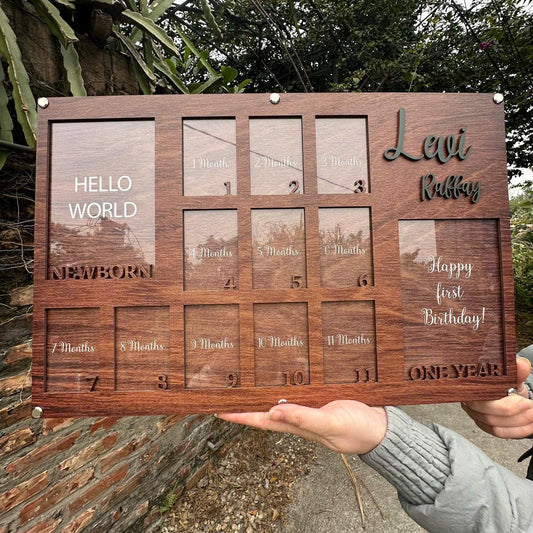 Baby First Year Picture Frame, Newborn To One Year Picture Frame, Baby Photo Frame, Newborn Photo Frame Baby Monthly Milestone Picture Frame
