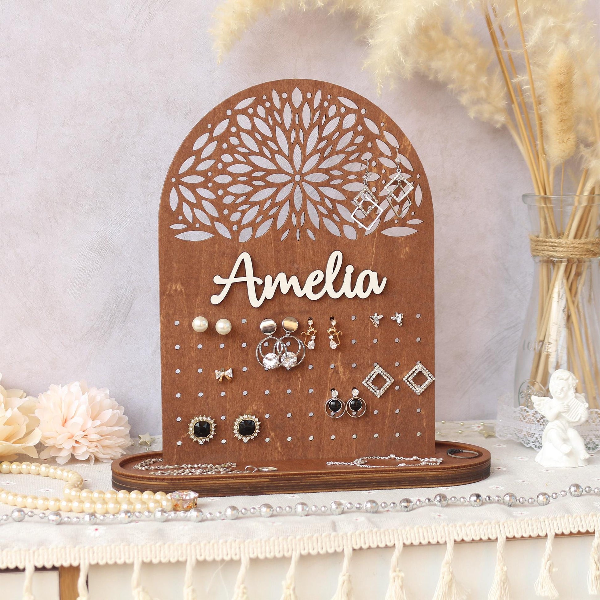 Jewelry Organizer Personalized Earring Stand Jewelry Organization Jewelry Holder Birthday Gifts for Her Mothers Day Gifts