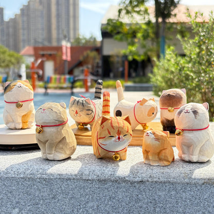 Handmade Wooden Cat Figurine,Hand-Carved Wood Cat,Minimalist Cat Ornament,Unique Cat Lover Gift,Christmas Gifts