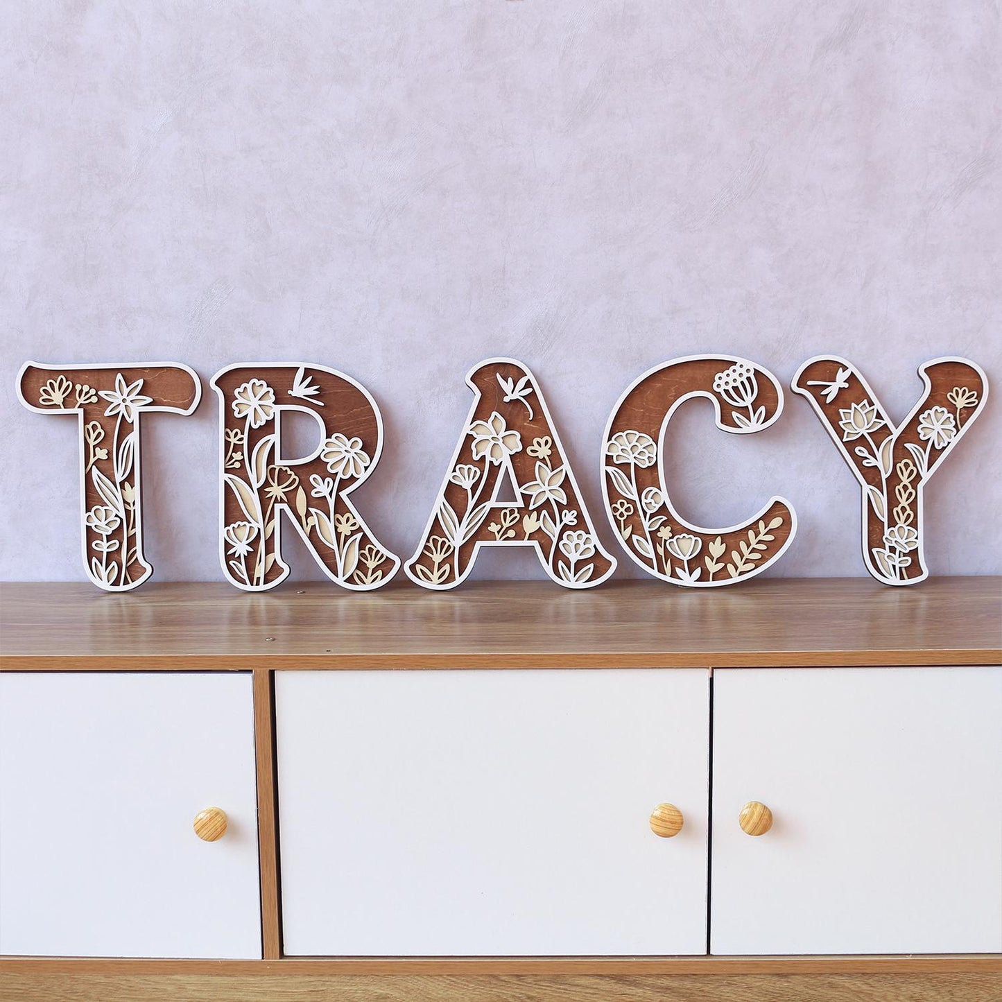 Wildflower Nursery Name Sign - Floral Wall Letters - 3D Wooden Wall Art - Baby Girl Room Decor - Baby Shower Gift