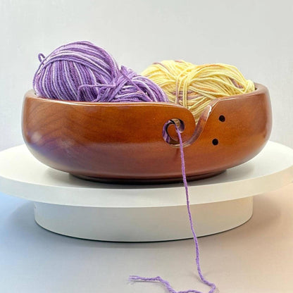 Personalized Wooden Portable Yarn Bowl for Knitting Storage Bowl with Holes for Crochet Yarn Organizing and Storage,Christmas Gifts