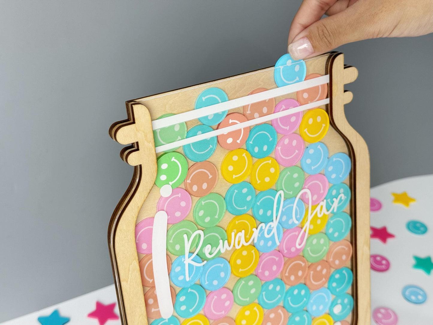 Smiley Training Reward Jar with Token System,Smiley Face Reward Jar,Magnetic Jar For Classroom,Chore Chart Gift for Kid,Back To School Gift.