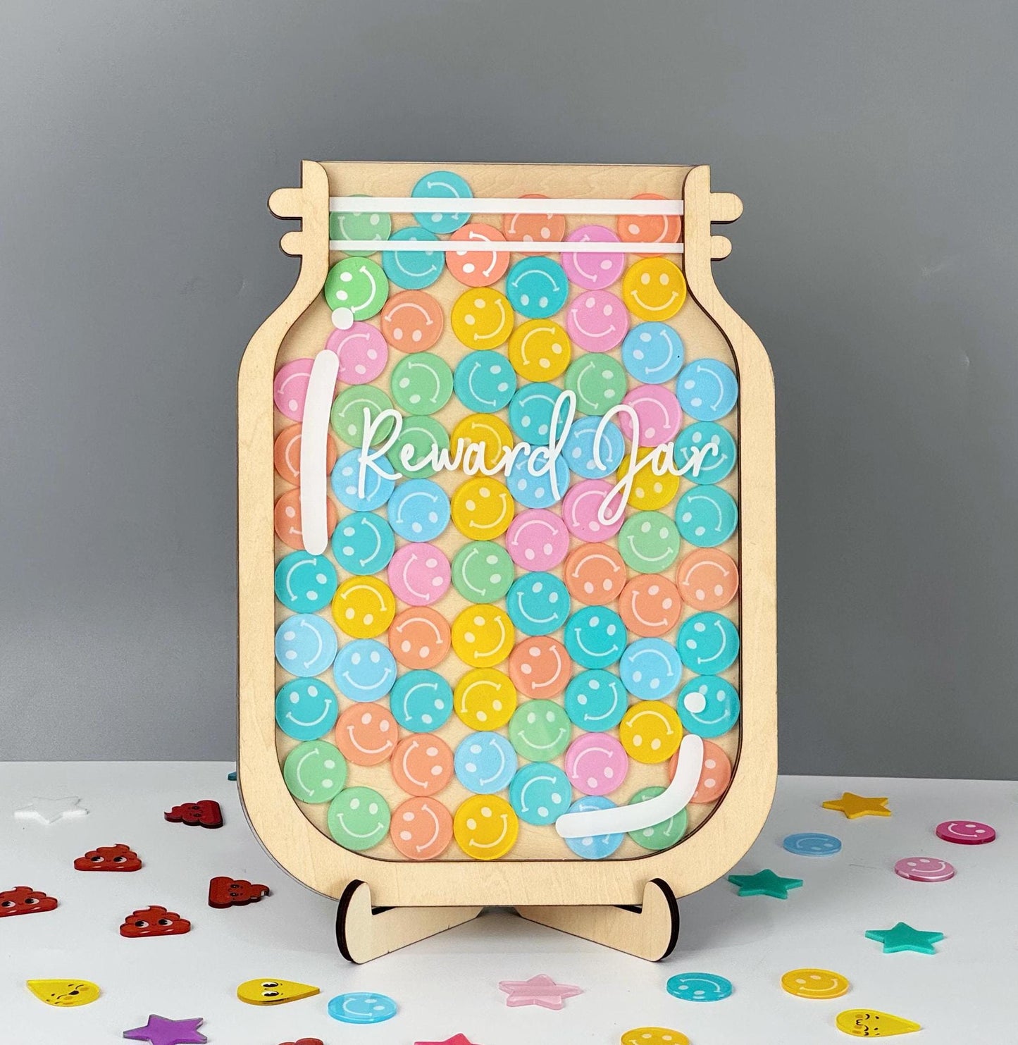 Smiley Training Reward Jar with Token System,Smiley Face Reward Jar,Magnetic Jar For Classroom,Chore Chart Gift for Kid,Back To School Gift.