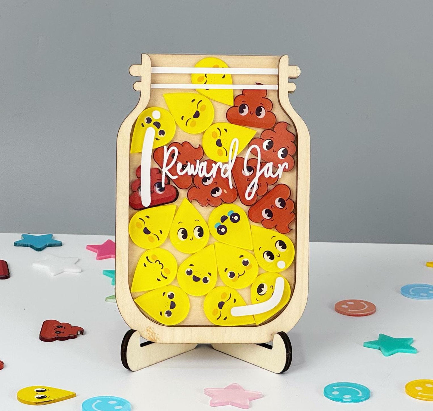 Magnetic Reward Jar,Smiley Face Token,Reward Jar With Star Token,Potty Training,Kids Toilet,Chore Chart Gifts For Kids,Back To School