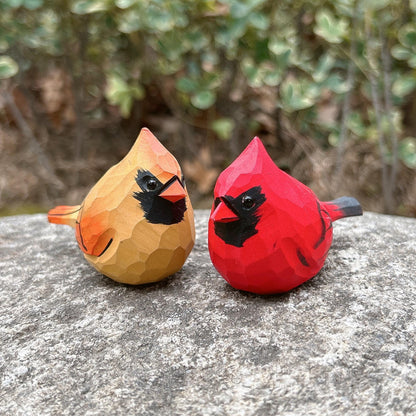 Hand-Carved Painted Wooden Birds Figurine,Personalized Rustic Wood Bird Ornament,Nature-Inspired Decor,Gift for Bird Lovers