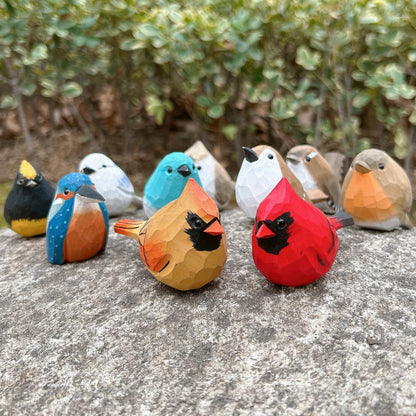 Wooden Cardinal Figurine Hand Painted Carved Birds Statue for Christmas Ornament Gifts,Holiday Decor,Gifts for Bird Lovers