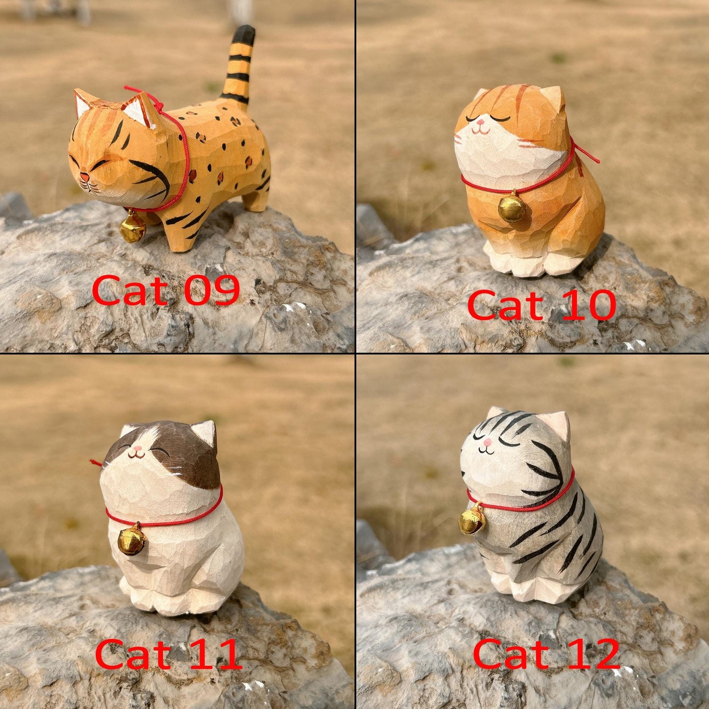 Wooden Cat FigurineâCat statue with pet name engraved,Birthdays and HolidaysâUnique Home Decor for Cat Lovers