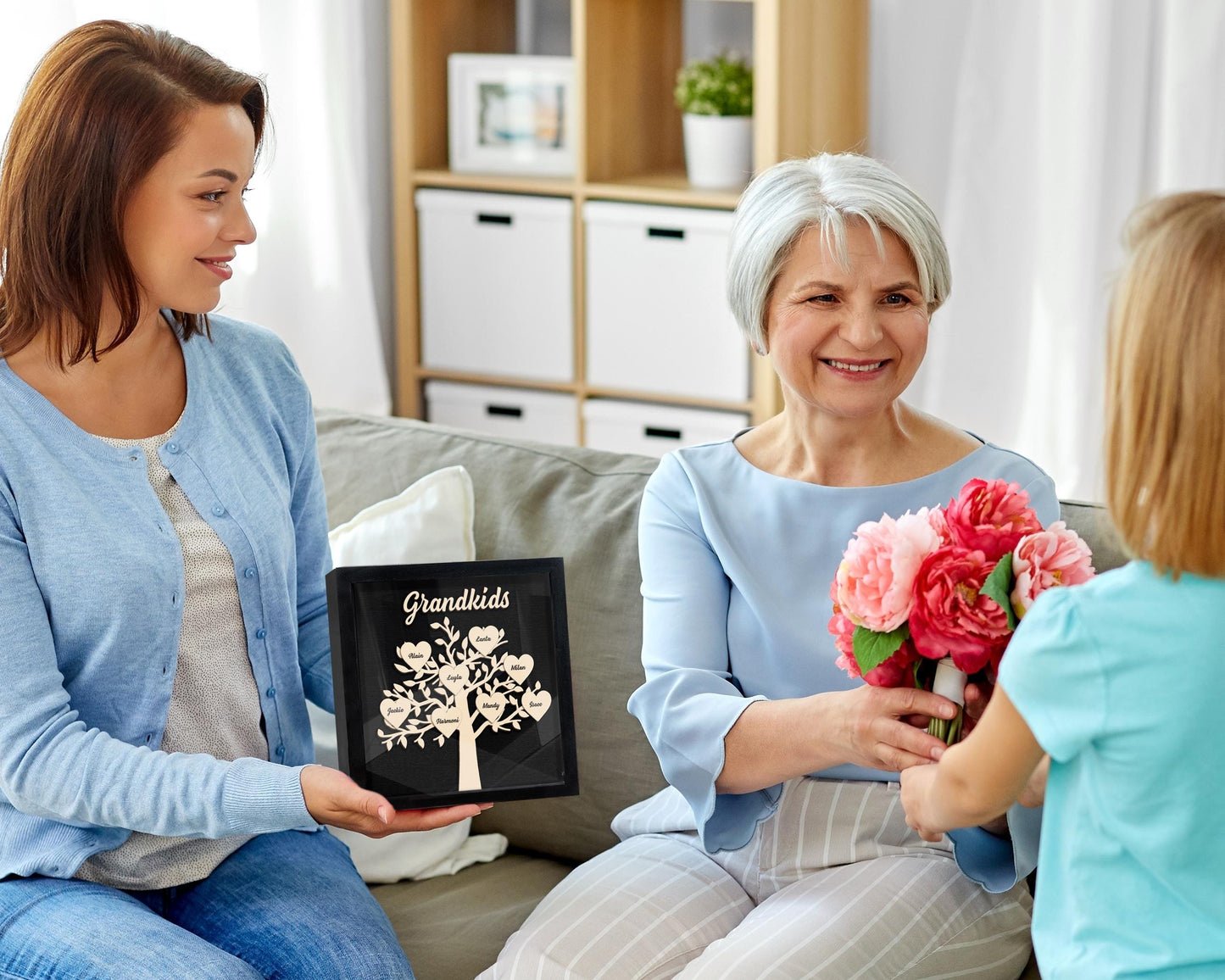 Personalized Family Wooden Frame,Mother Day Gift From Grandkid,Best Mom,Mom Grandma Gift,Grandkid Names,Mother's Day,Father's Day,Home Decor