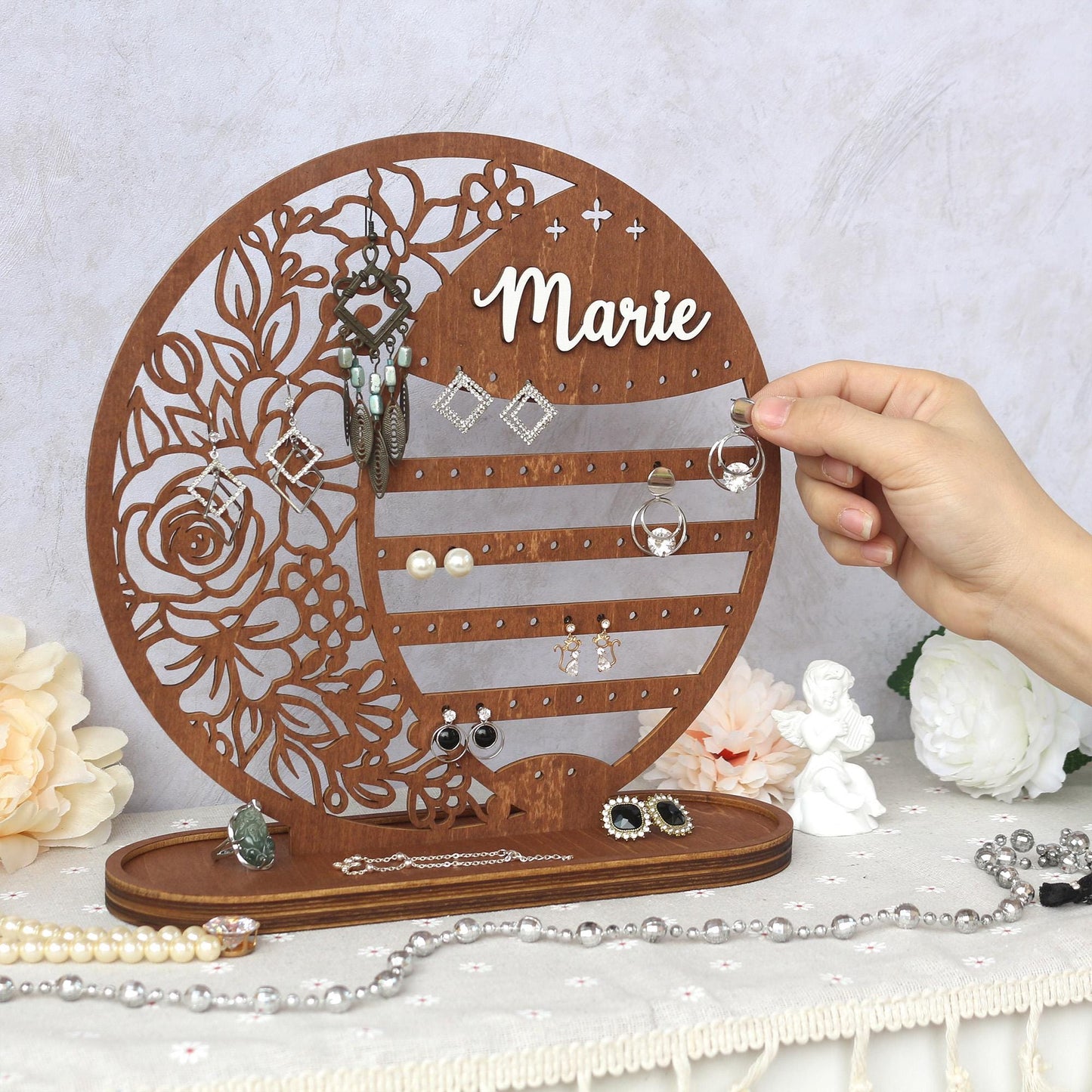 Personalized Jewelry Organizer Earring Stand Jewelry Organization Jewelry Holder Gift for Her Personalized Birthday Mothers Day Gifts