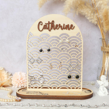 Wood Jewelry Organizer Personalized Earring Stand Jewelry Organization Jewelry Holder Birthday Gifts for Her Mothers Day Gifts