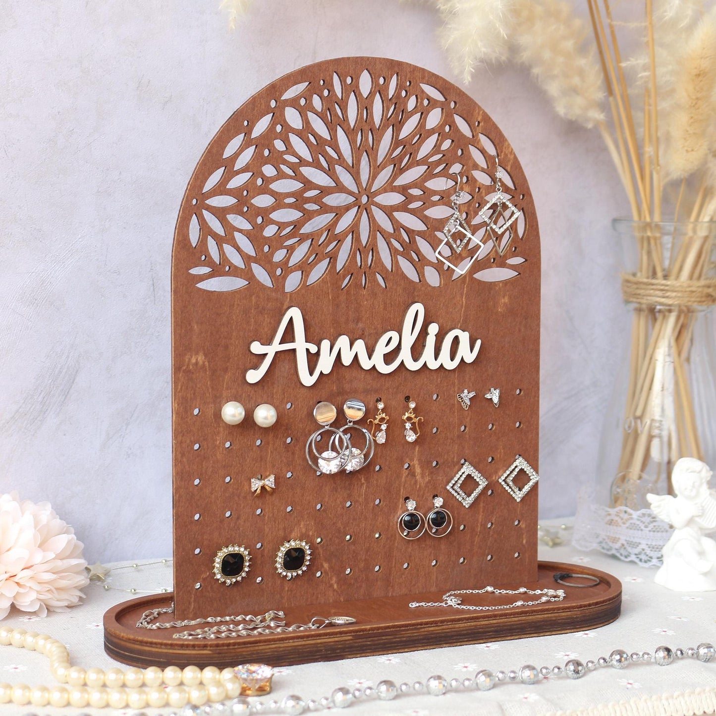 Jewelry Organizer Personalized Earring Stand Jewelry Organization Jewelry Holder Birthday Gifts for Her Mothers Day Gifts