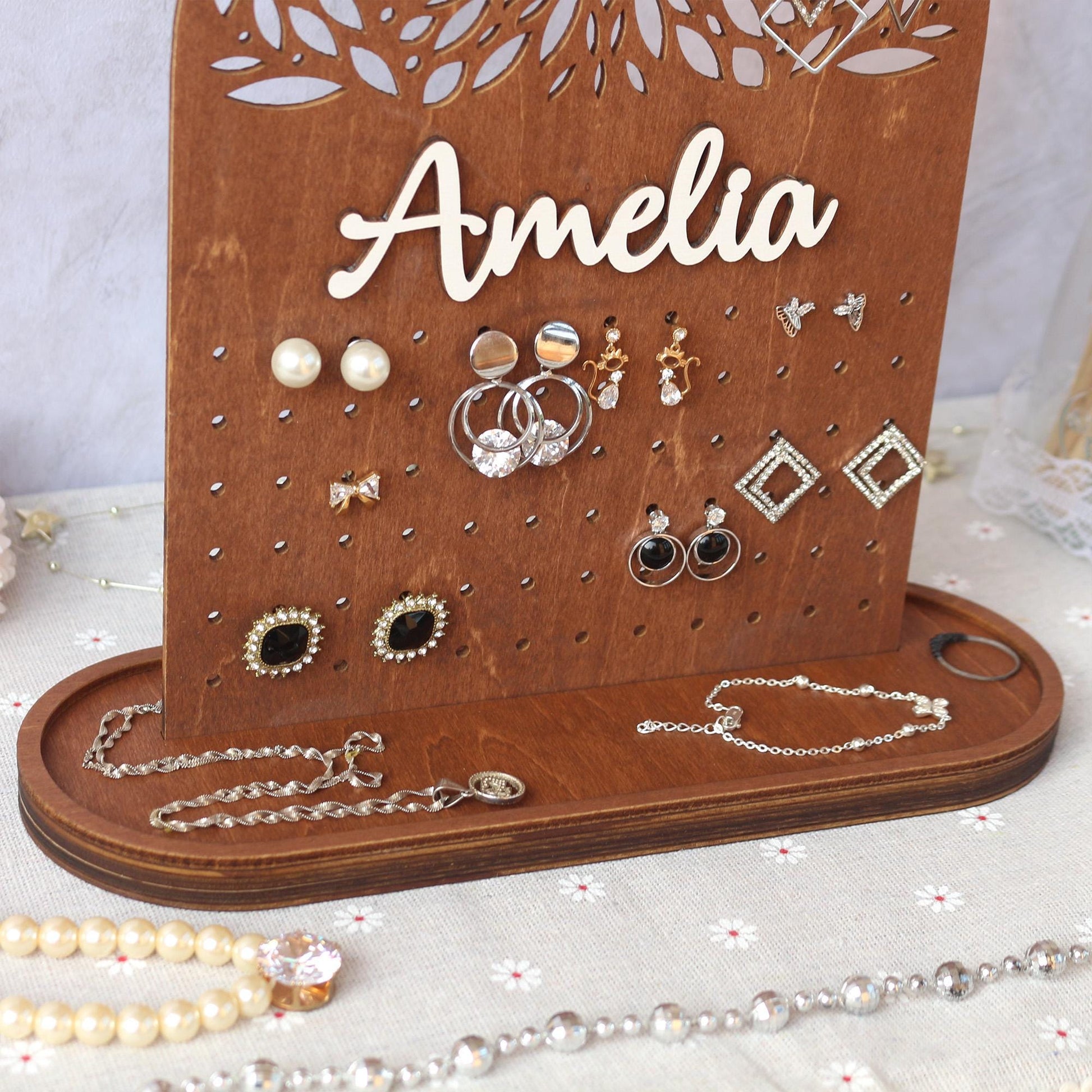Jewelry Organizer Personalized Earring Stand Jewelry Organization Jewelry Holder Birthday Gifts for Her Mothers Day Gifts