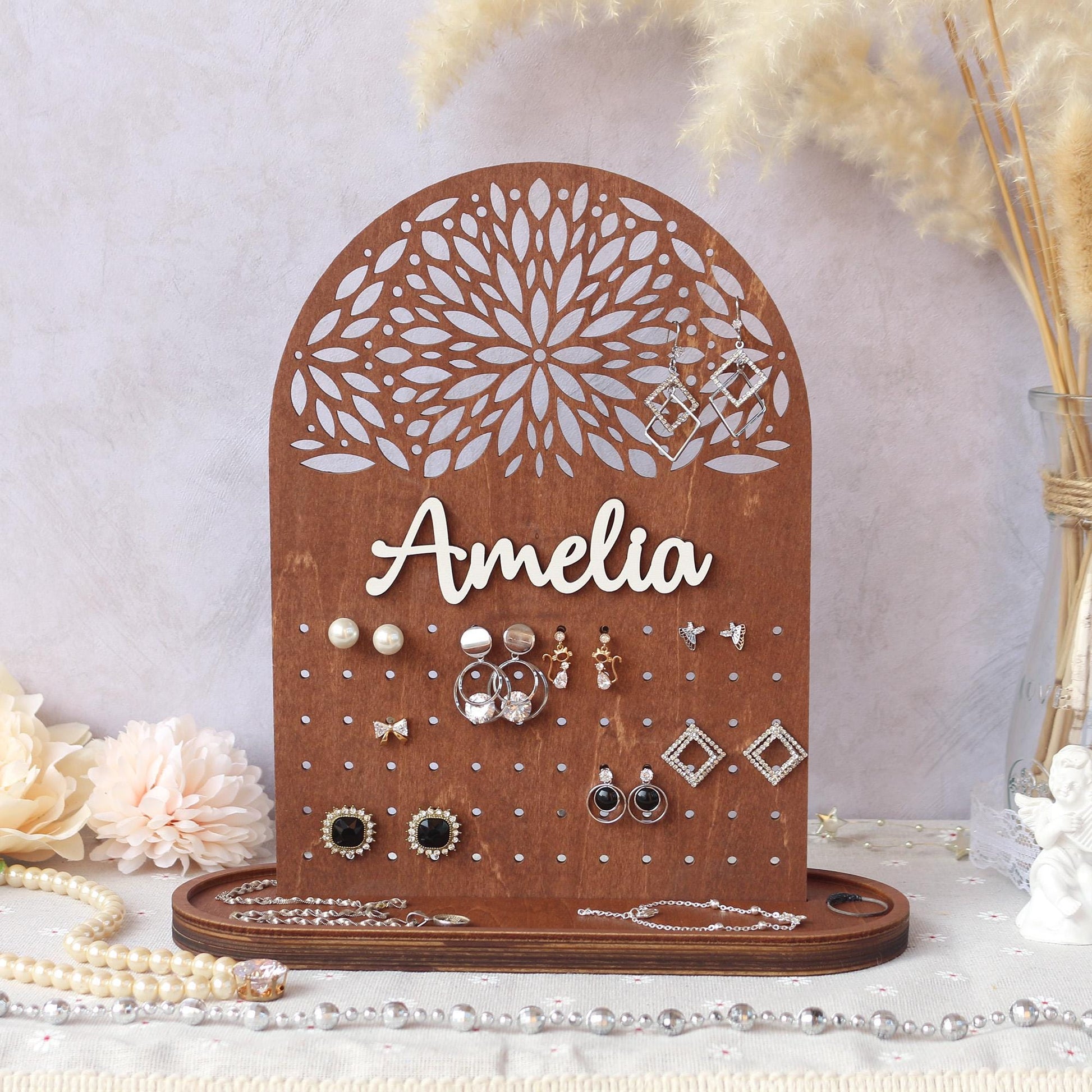 Jewelry Organizer Personalized Earring Stand Jewelry Organization Jewelry Holder Birthday Gifts for Her Mothers Day Gifts