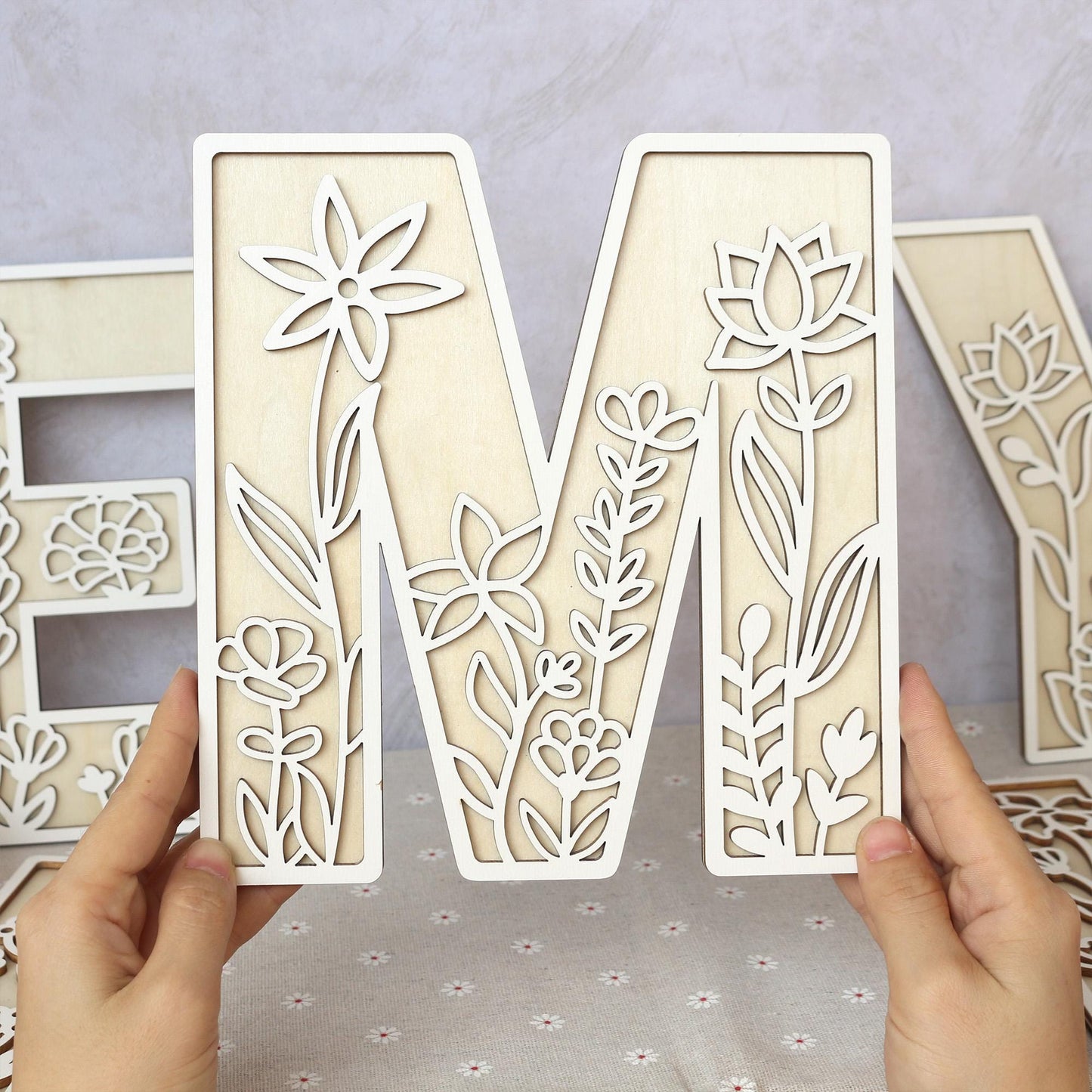 Wildflower Wall Letters Boho Name Sign Layered 3D Letters Floral Wooden Alphabet Letters Girls Room Sign Bedroom Nursery Decor