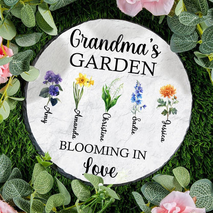 Personalized Grandma's Garden Stone With Birth Month Flower,Nana's Garden Stone,Mother's Day Gift Mom,Grandma With Kid,Grandma's Garden Gift