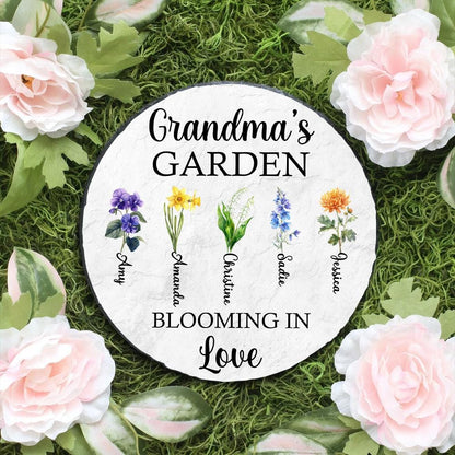 Personalized Grandma's Garden Stone With Birth Month Flower,Nana's Garden Stone,Mother's Day Gift Mom,Grandma With Kid,Grandma's Garden Gift